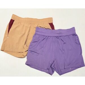 Volo California‎ Volare Terra Athletic Shorts Women's Size L Purple Tan Set of 2